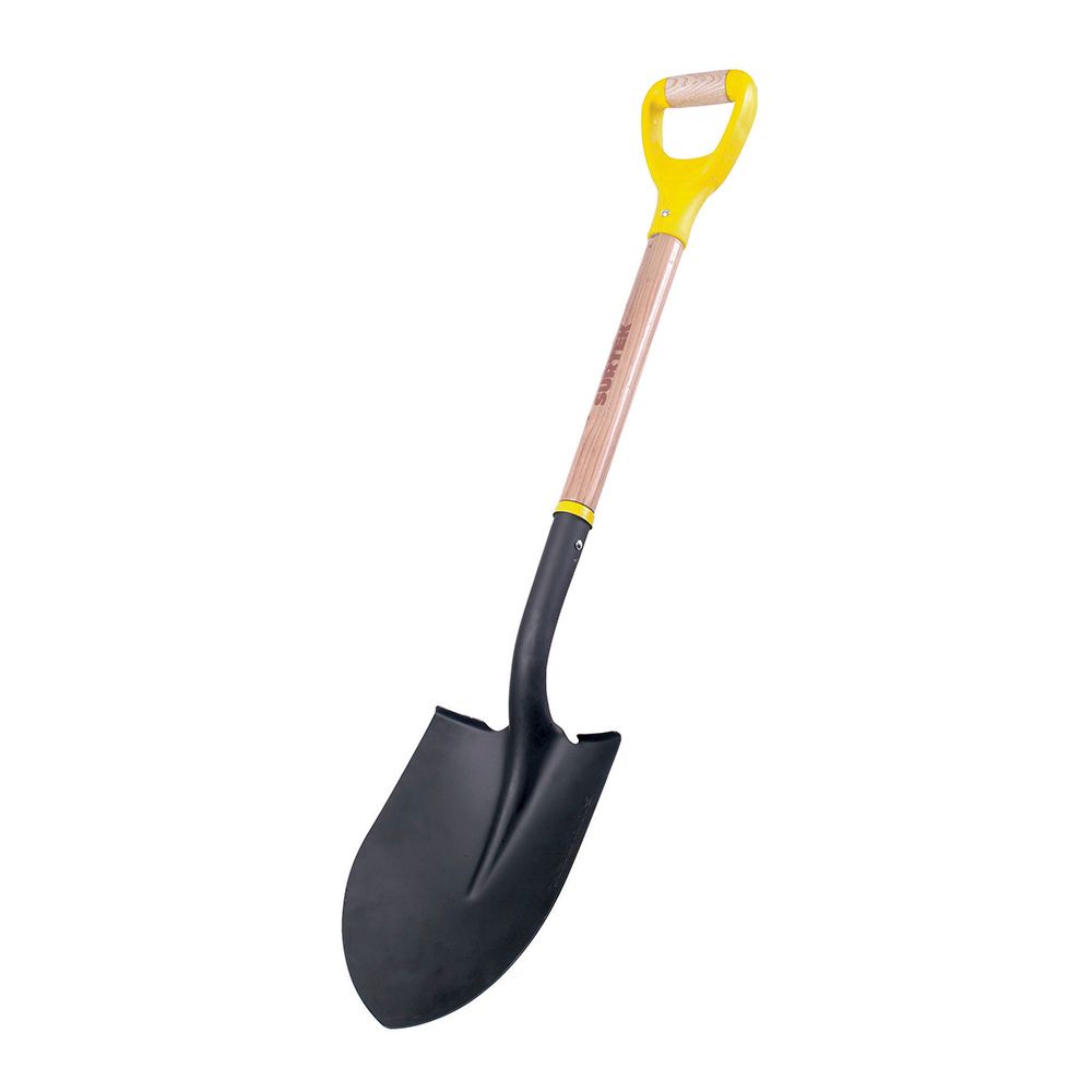 Pala con mango de madera con puño contractor grip, redonda Surtek