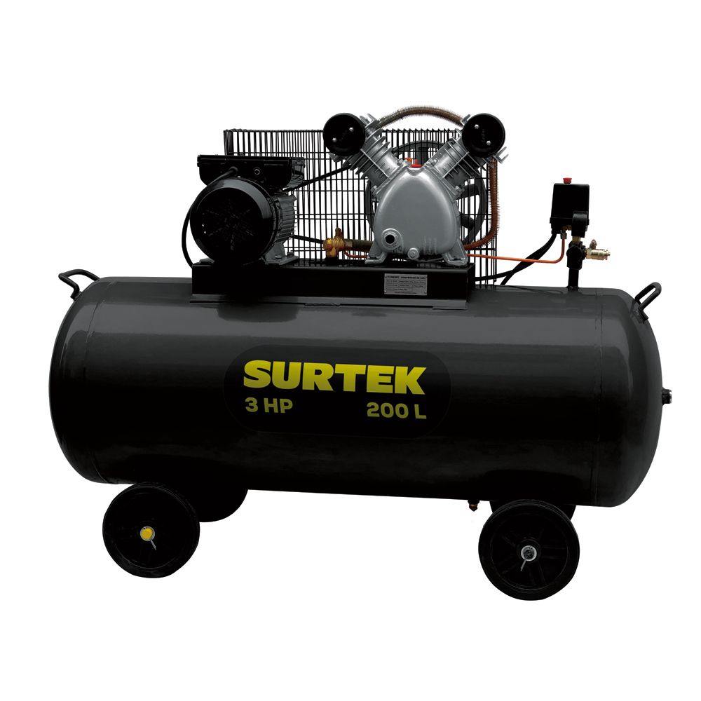 Compresor de aire eléctrico con transmisión de banda 200 Lt 3 HP 127 V Surtek