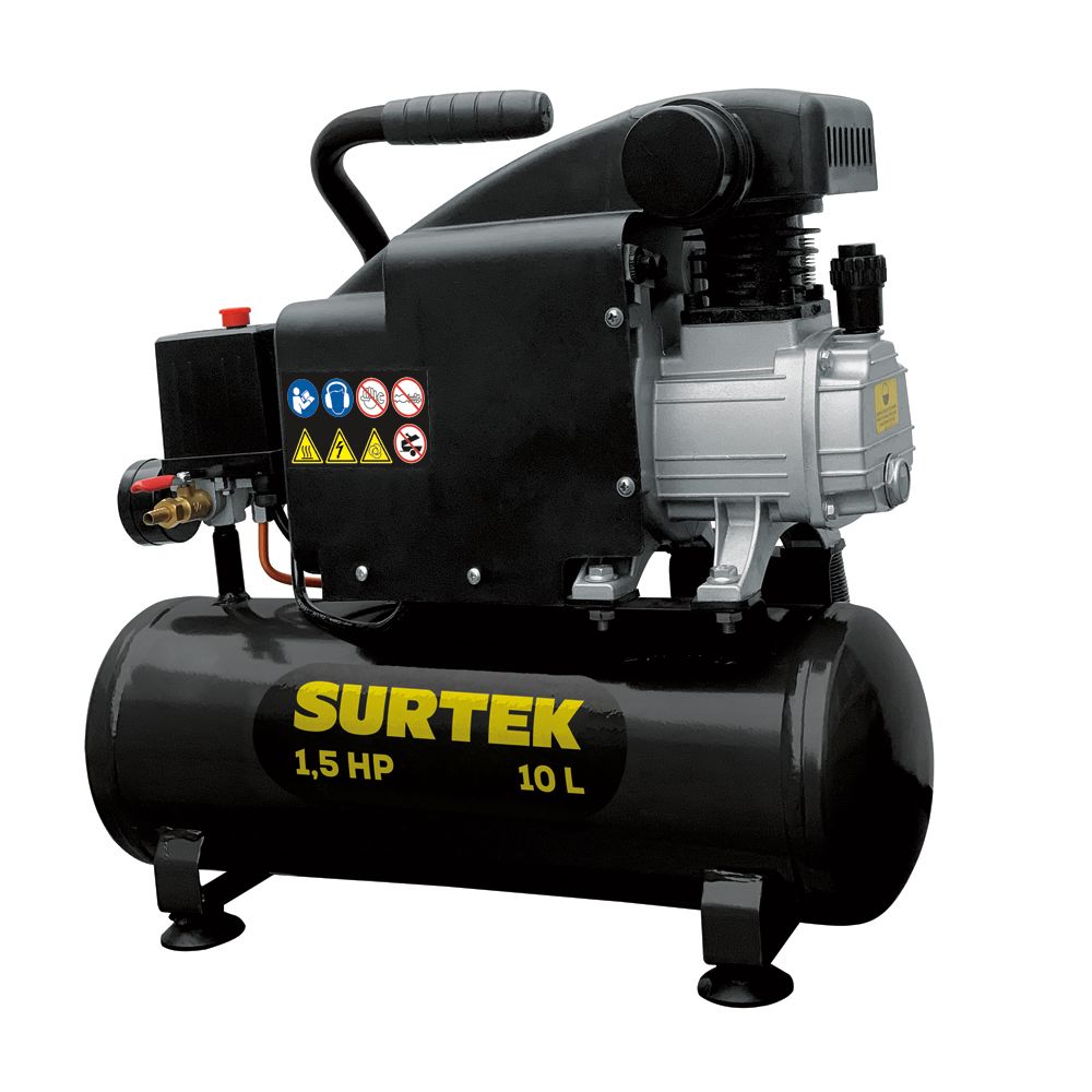 Compresor de aire eléctrico lubricado 10 Lt 1.5 HP 127 V Surtek