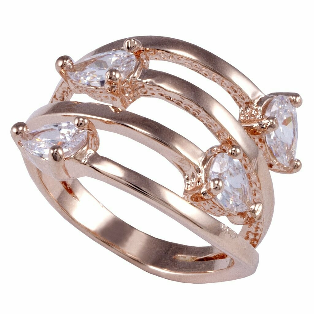 Sheila Fajl Wrapping Ring with 4 Triangle Stones, Finish: Rose