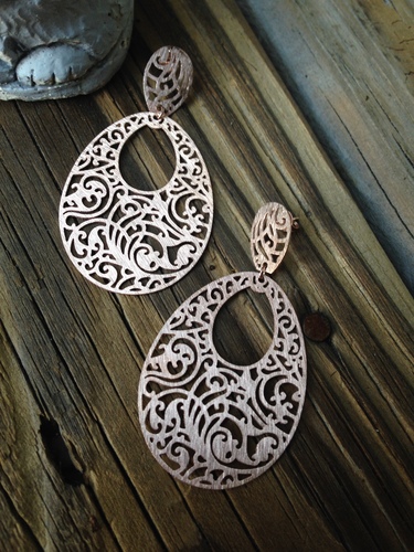 Sheila Fajl Filigree Teardrop Earrings, Finish: Brushed Rose Gold