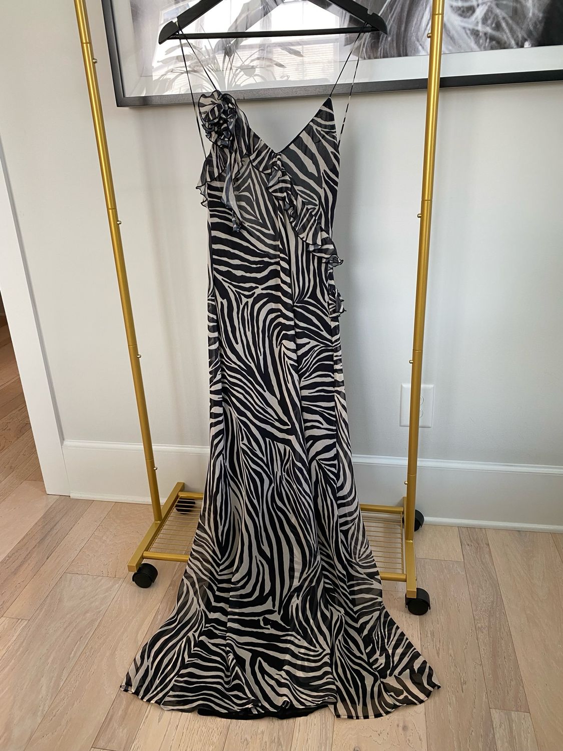 Zara Animal Print Ruffled Long Dress, Size Small Shop Like You Mean