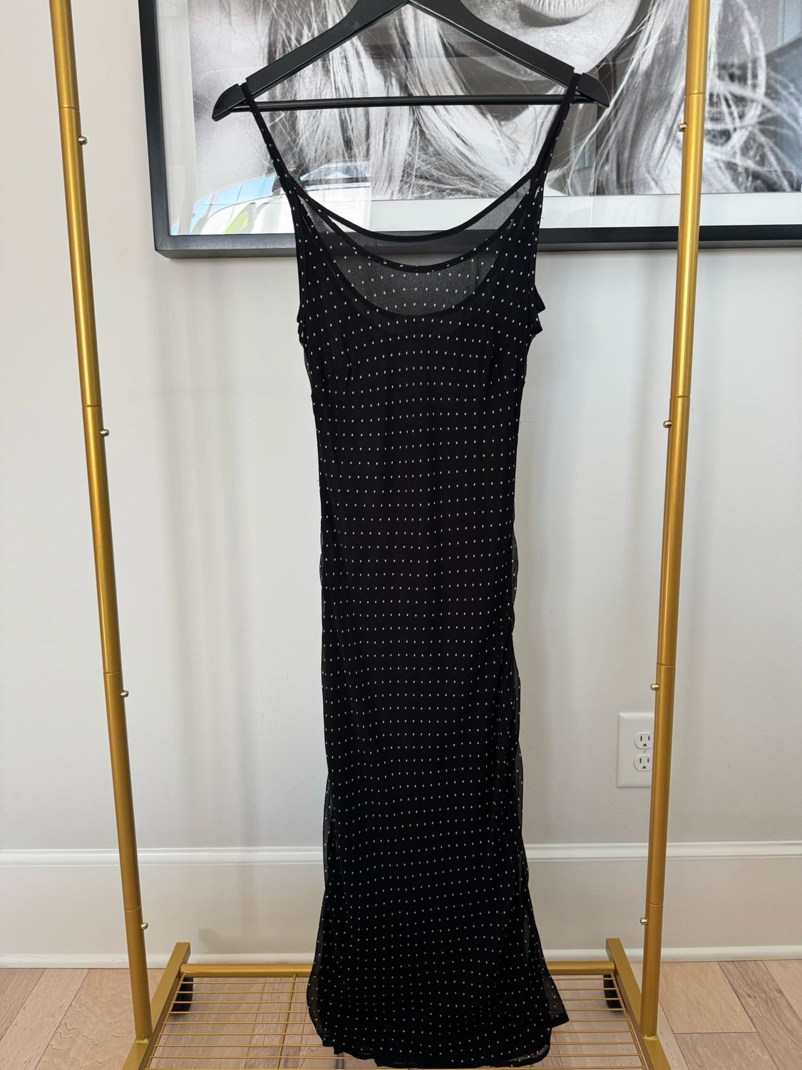 Lovers and Friends Polka Dot Black&White Maxi Dress, Layered, Size Small