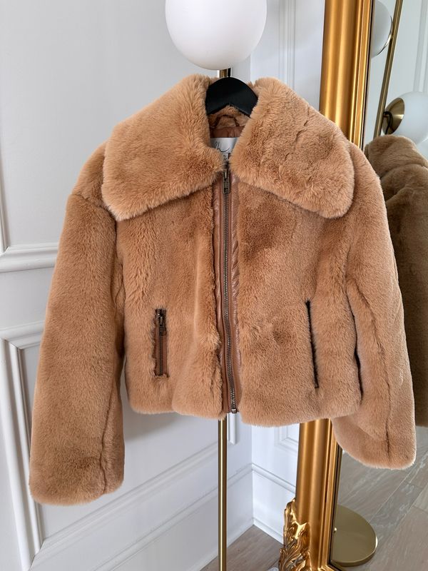 DH Paloma Cropped Faux Fur Jacket, Size Small