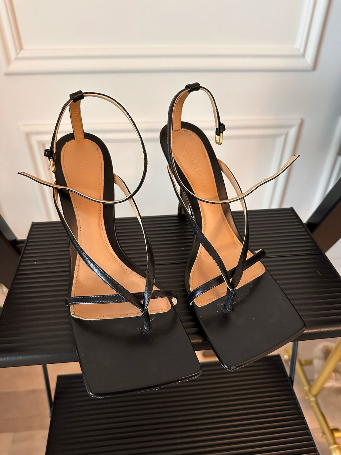 Bottega Veneta Women’s Stretch Strap Sandal, Size Women’s US8, Black