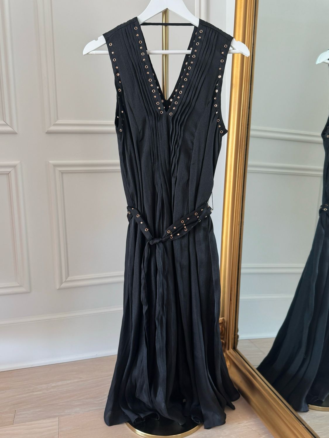DKNY Grommet Tie Belt Sleeveless Dress, Size Small