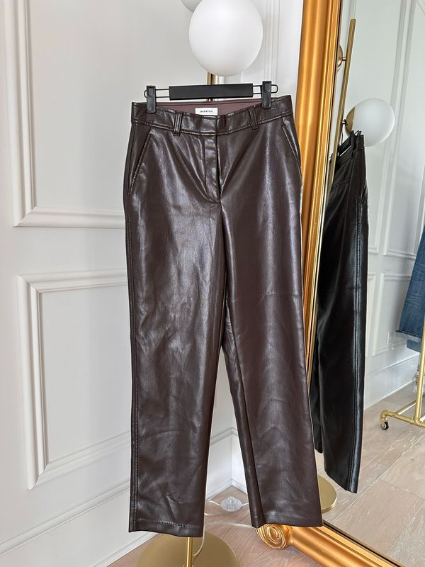 Aritzia Babaton Brown Faux Leather Pants, Size 6