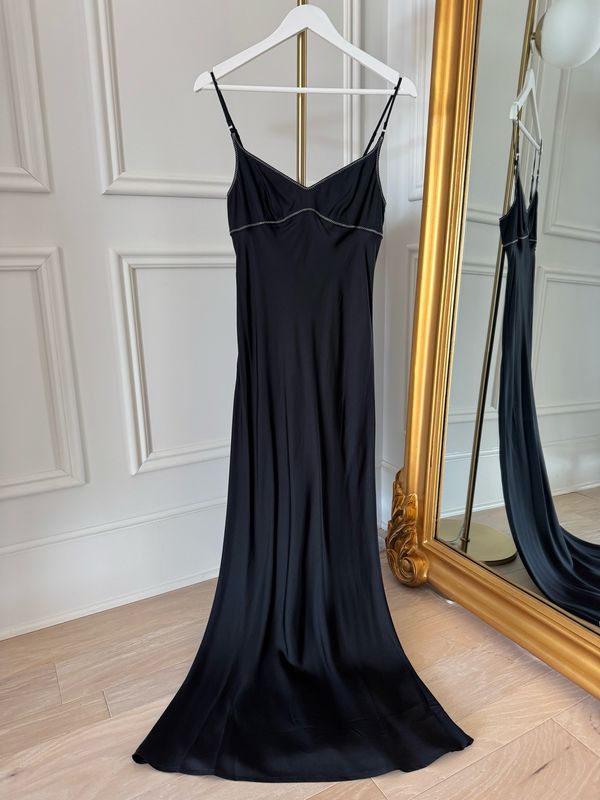 Bec + Bridge Black Maxi Dress w/ White Detail Size USA 6