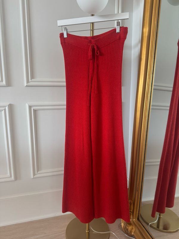 Lovers And Friends Knit Flare Pants, Red, Size Small