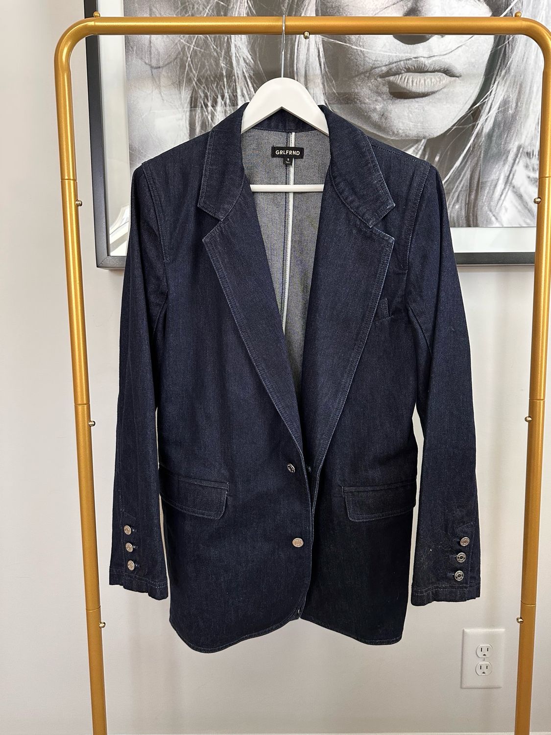 GRLFRND Denim Blazer, Size Small