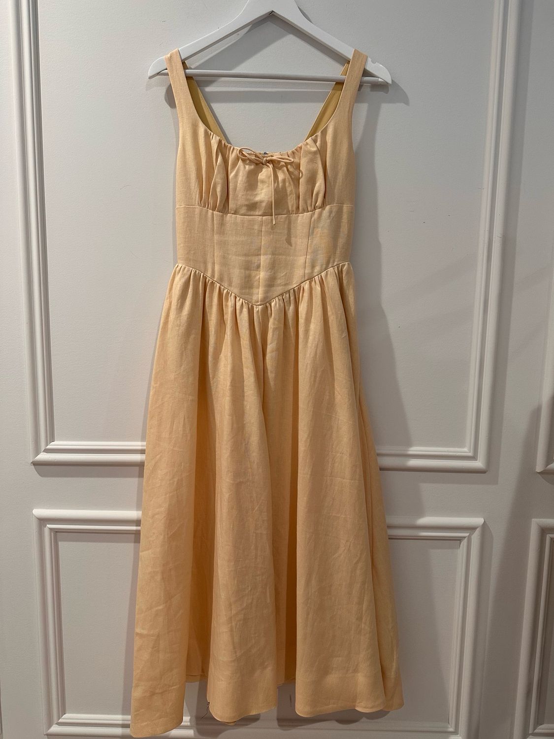 Reformation Yellow Linen Balia Dress, Size 6