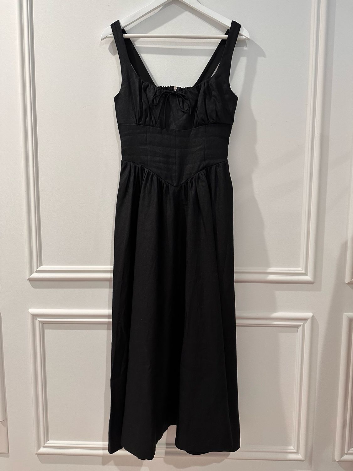 Reformation Black “Balia Linen Dress”, Size 6