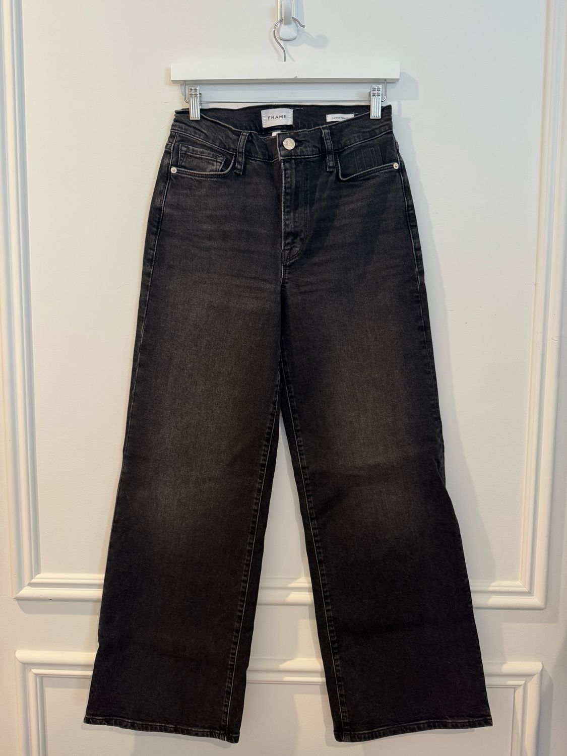 FRAME Le Slim Palazzo Jeans, Black, 27