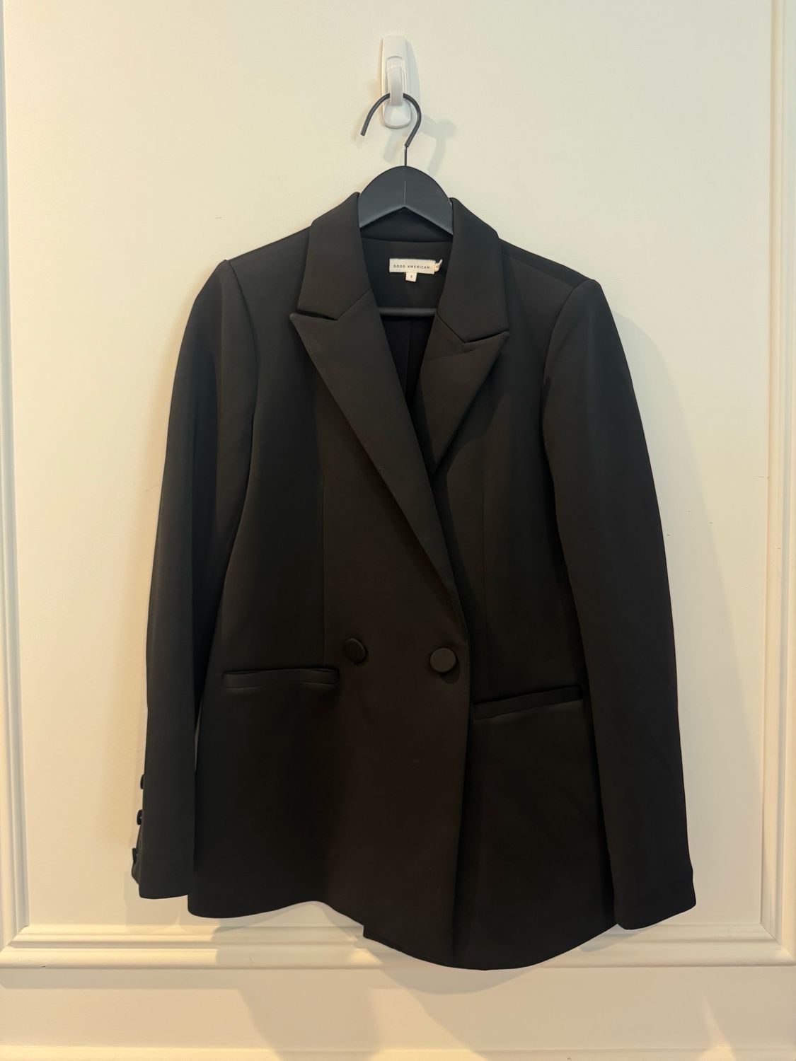 Good American Scuba Material Blazer, Black, Size 1