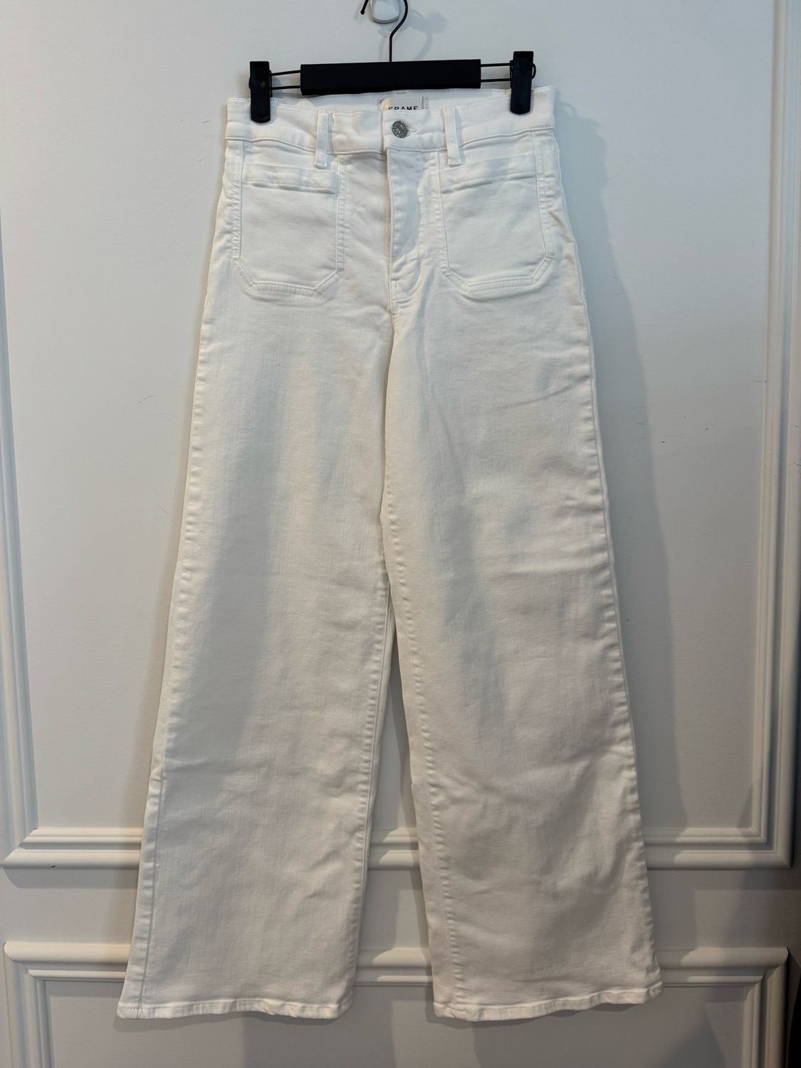 Frame Le Slim Palazzo White Jeans, Size 27