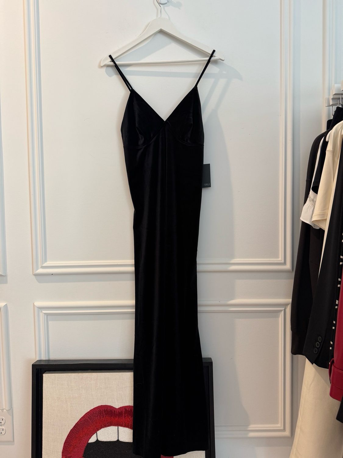 Norma Kamali Velvet Black Dress, Size Small