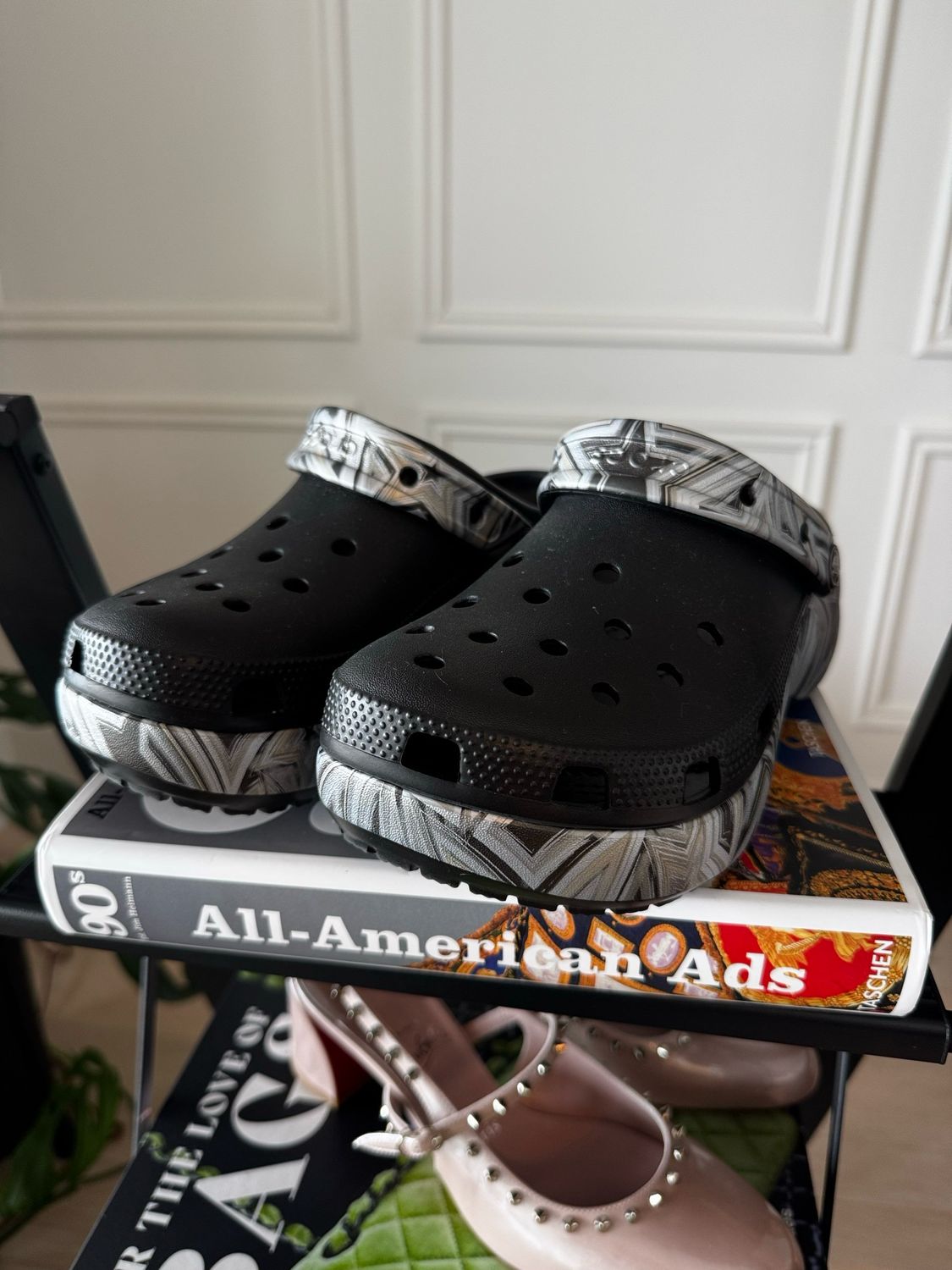 Crocs Classic Platforms, Black&Silver, Size Women’s US8