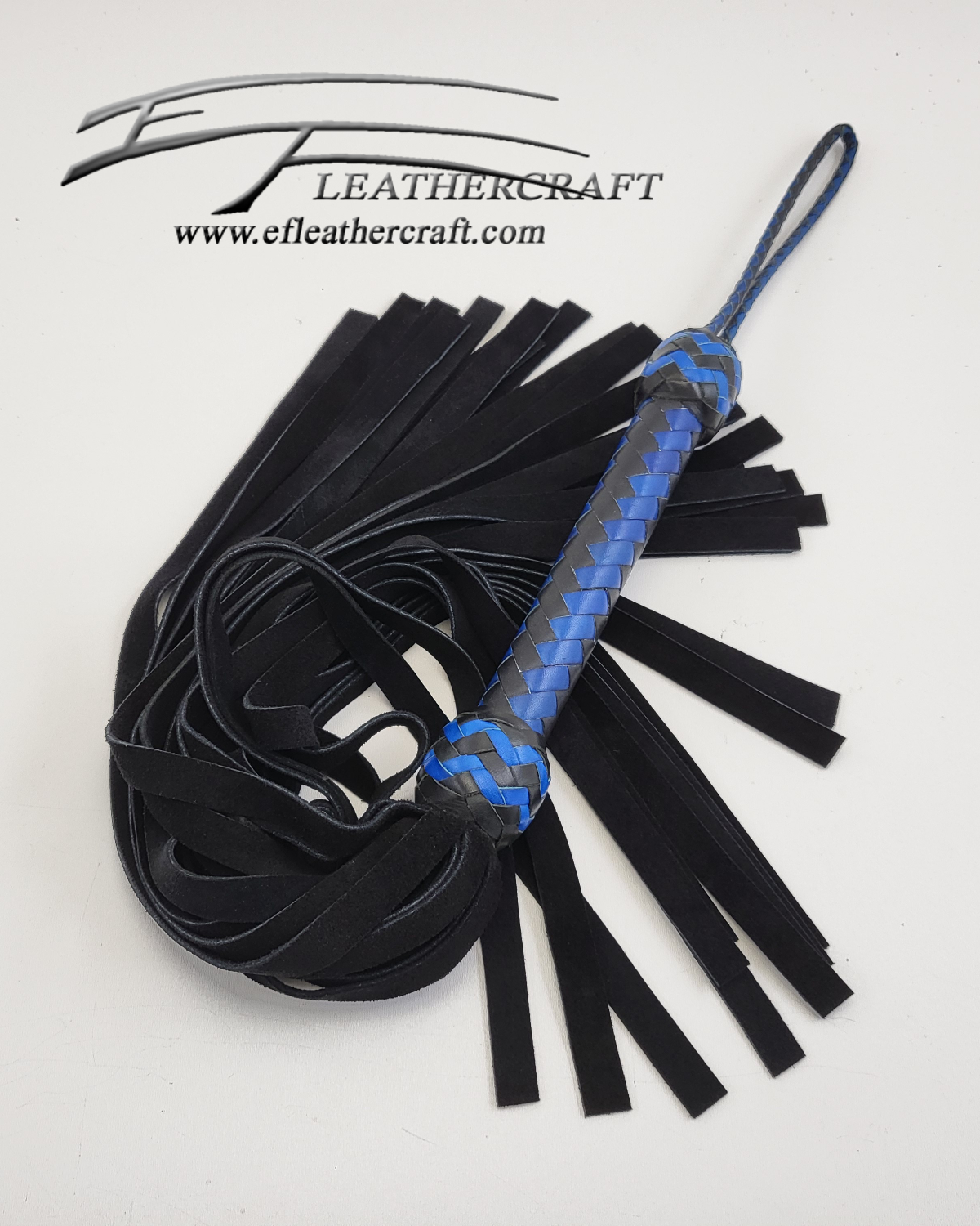Suede Flogger - 16" Falls - Black and Blue