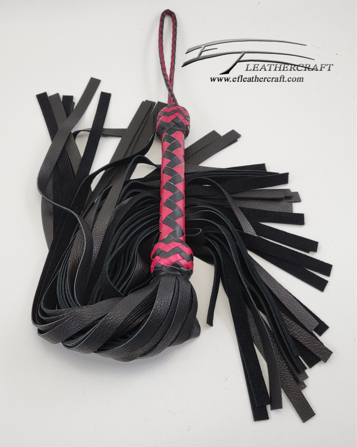 Cow Hide Flogger - 18" Falls - Black and Red
