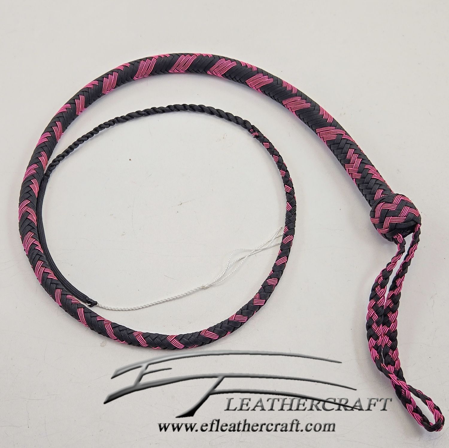 Nylon Signal Whip - 4ft - Black and Pink with Stripes 