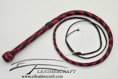 Nylon Bullwhip - 4ft - Black and Red Nylon Bullwhip - 4ft - Black and Red
