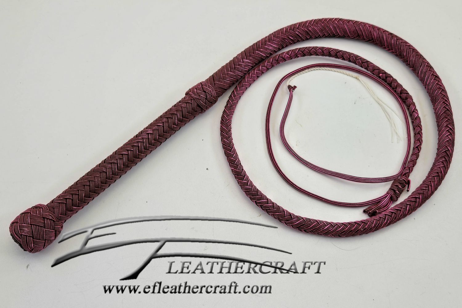 Nylon Bullwhip - 4ft - Pink with Stripes 