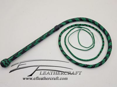 Nylon Bullwhip - 6ft - Black and Kelly Green 