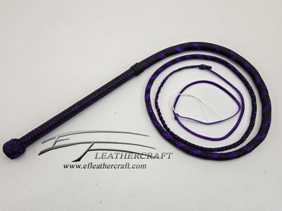 Nylon Bullwhip - 6ft - Black and Purple Nylon Bullwhip - 6ft - Black and Purple