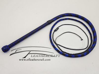 Nylon Bullwhip - 6ft - Black and Electric Blue