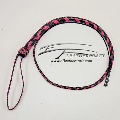 4ft 16-Plait Kangaroo Signal Whip – Black and Pink