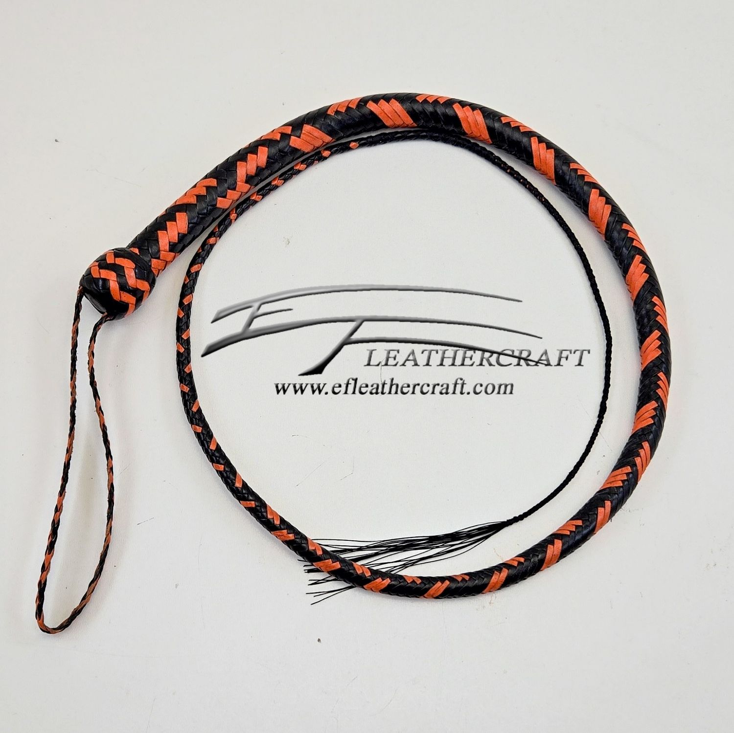 4ft - 16-plait - Kangaroo Signal Whip - Black &amp; Orange 