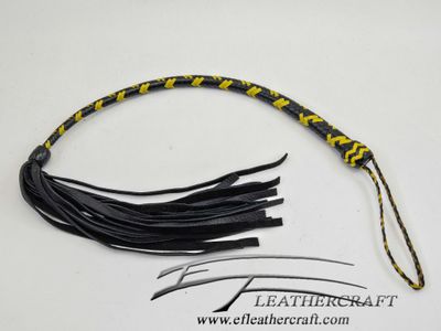 Elk Hide Galley Whip - 12 plait - Black and Yellow 