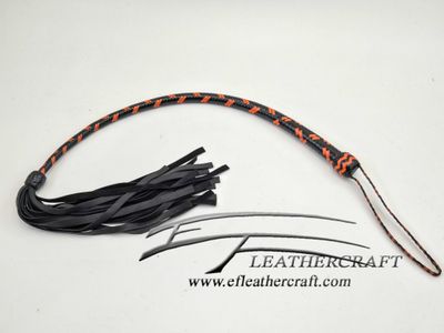 Deer Hide Galley Whip  16 plait - Black and Orange 
