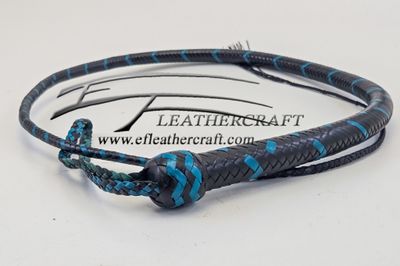 4ft 16-Plait Kangaroo Signal Whip – Black &amp; Aqua Single-Strand Chevron