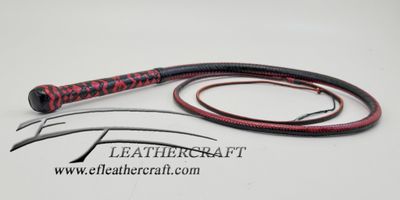 Kangaroo Bullwhip 4ft 16-plait– Black &amp; Red -  Custom Pattern 