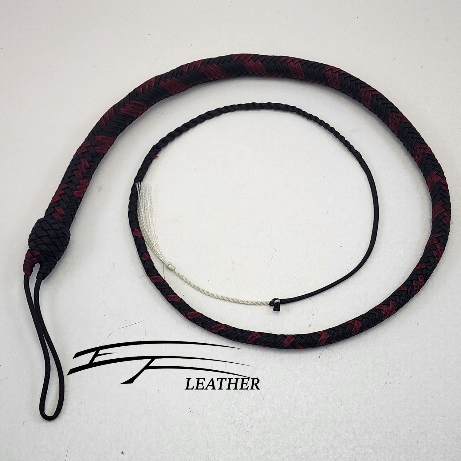 4ft Nylon Signal Whip - 16 Plait - Black &amp; Burgundy