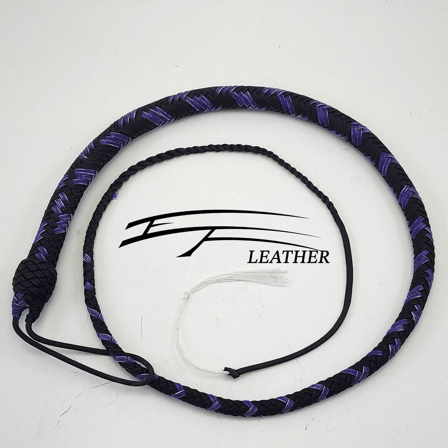 4ft Nylon Signal Whip - 16 Plait - Black &amp; Purple Striped