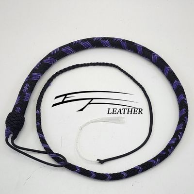 4ft Nylon Signal Whip - 16 Plait - Black &amp; Purple Striped