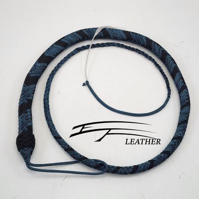 4ft Nylon Signal Whip - 16 Plait - Black &amp; Turquoise with Stripes