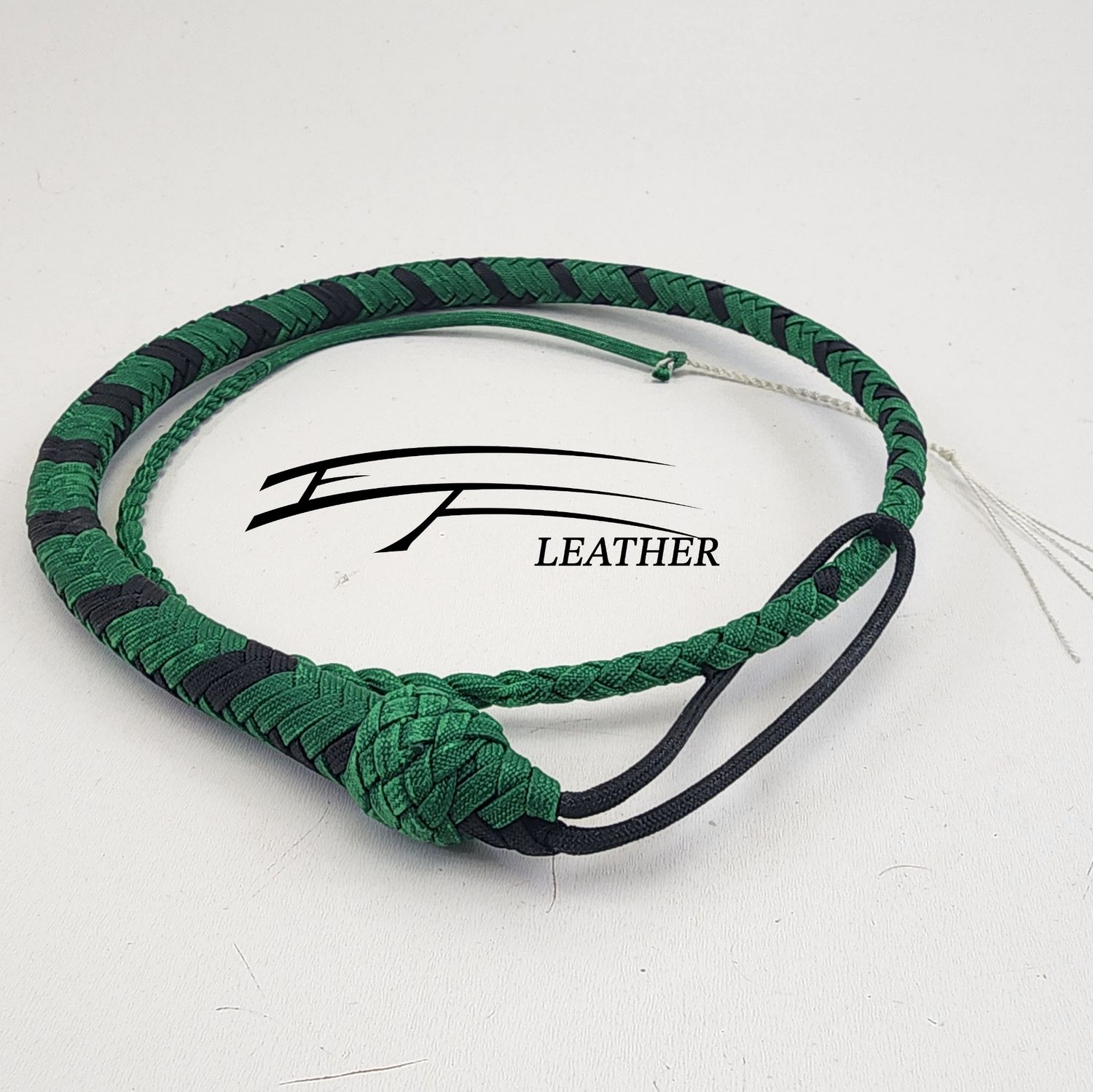 3ft Nylon Signal Whip - 12 Plait - Kelly Green &amp; Black