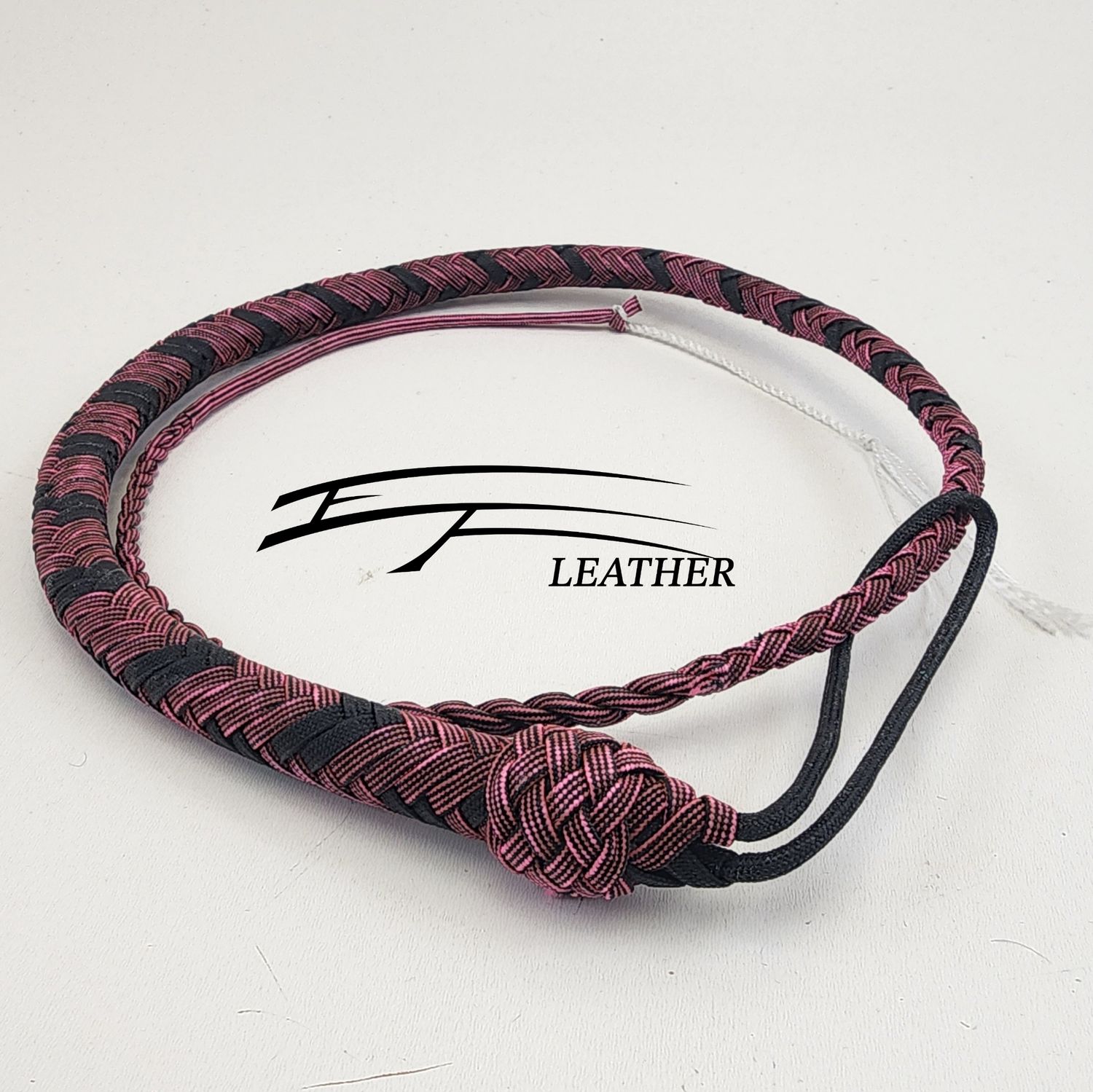 3ft Nylon Signal Whip - 12 Plait - Pink Striped &amp; Black
