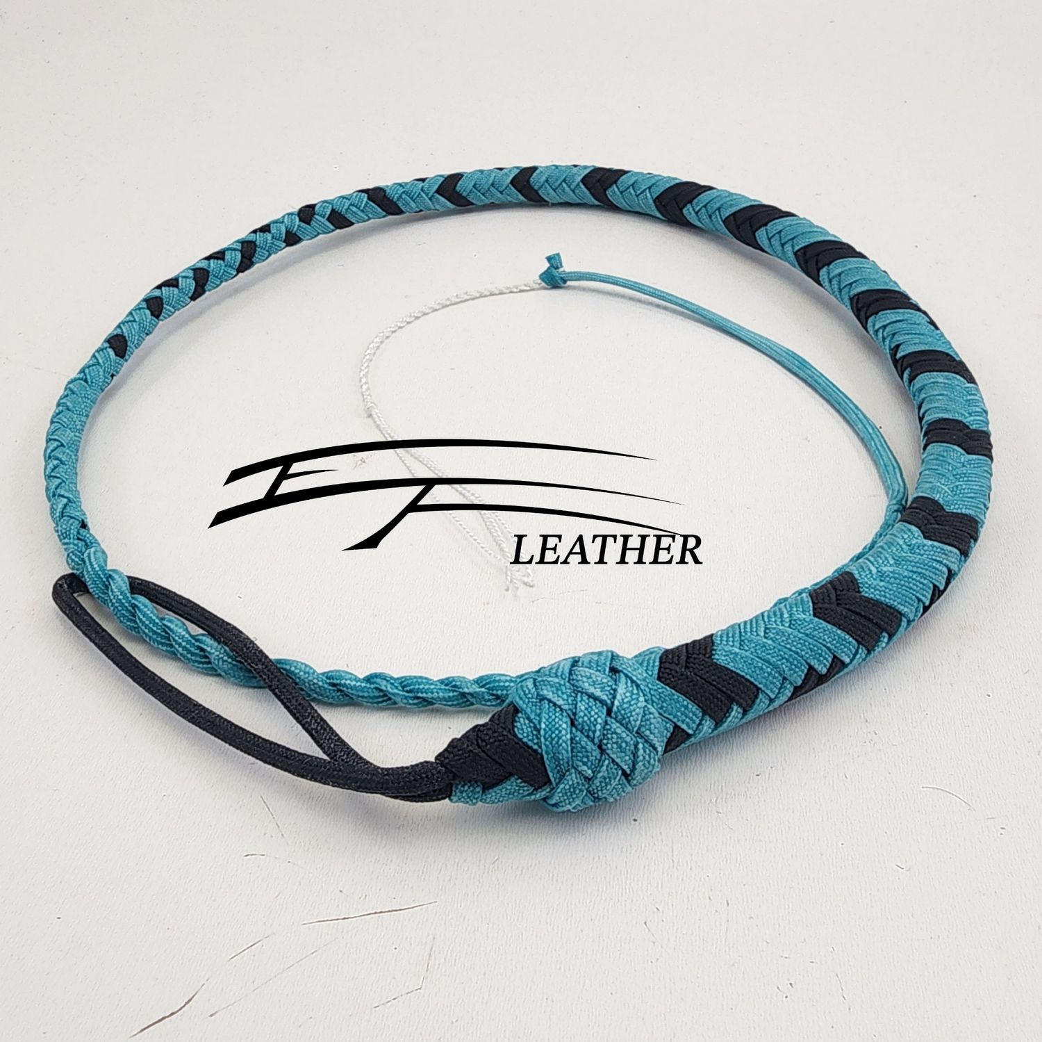 3ft Nylon Signal Whip - 12 Plait - Turquoise &amp; Black