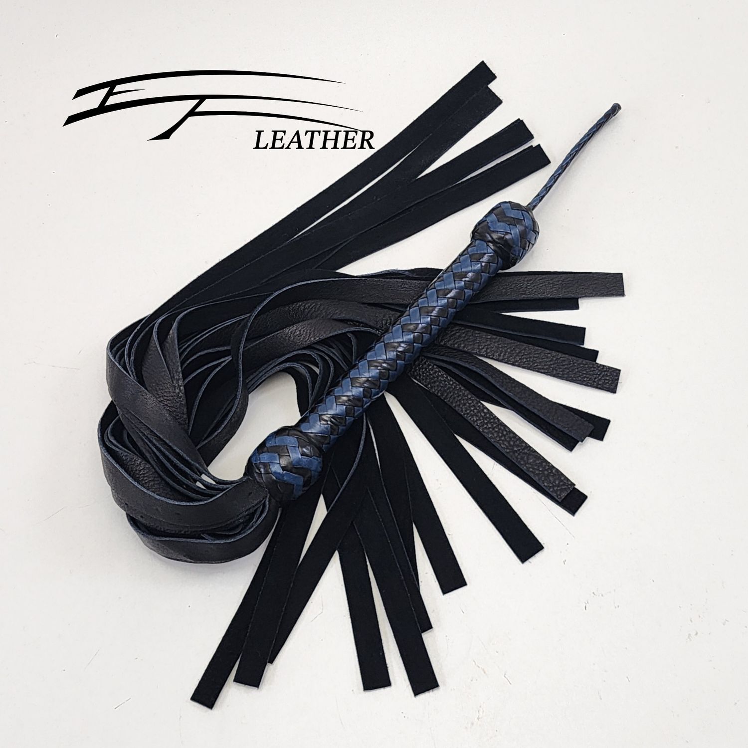 Deer Flogger - Signature Line - 16" Falls Black &amp; Royal Blue (16-Plait Tetris Handle)