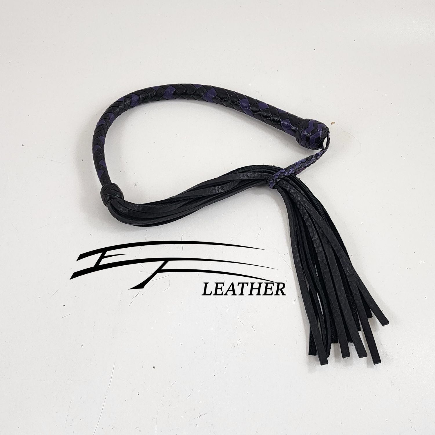 Buffalo Hide Galley Whip - 8 Plait Black and Purple