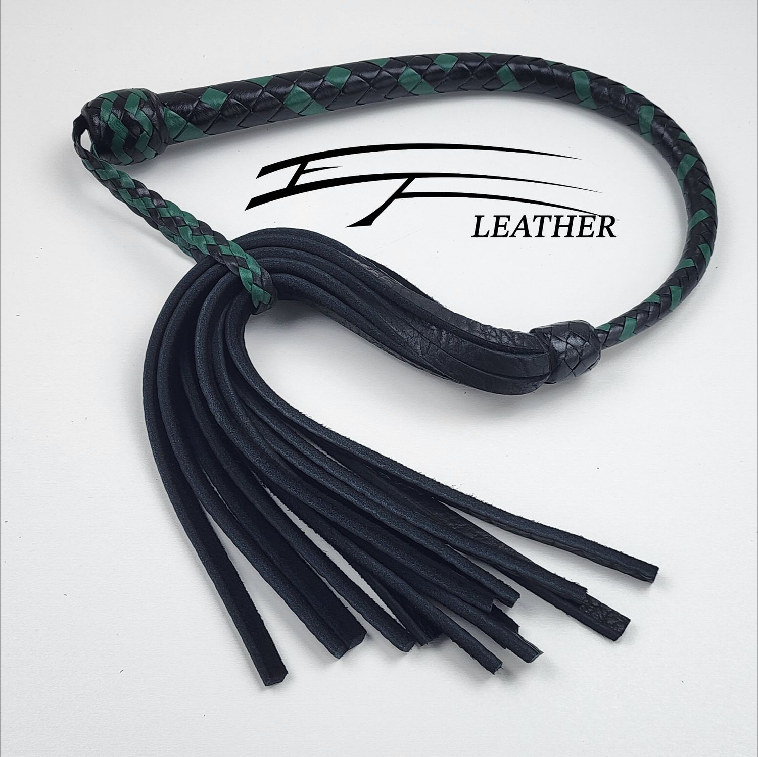  8-Plait Buffalo Galley Whip – Black &amp; Jade Green