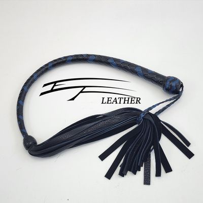Deer Hide Galley Whip – 8 Plait – Black &amp; Royal Blue