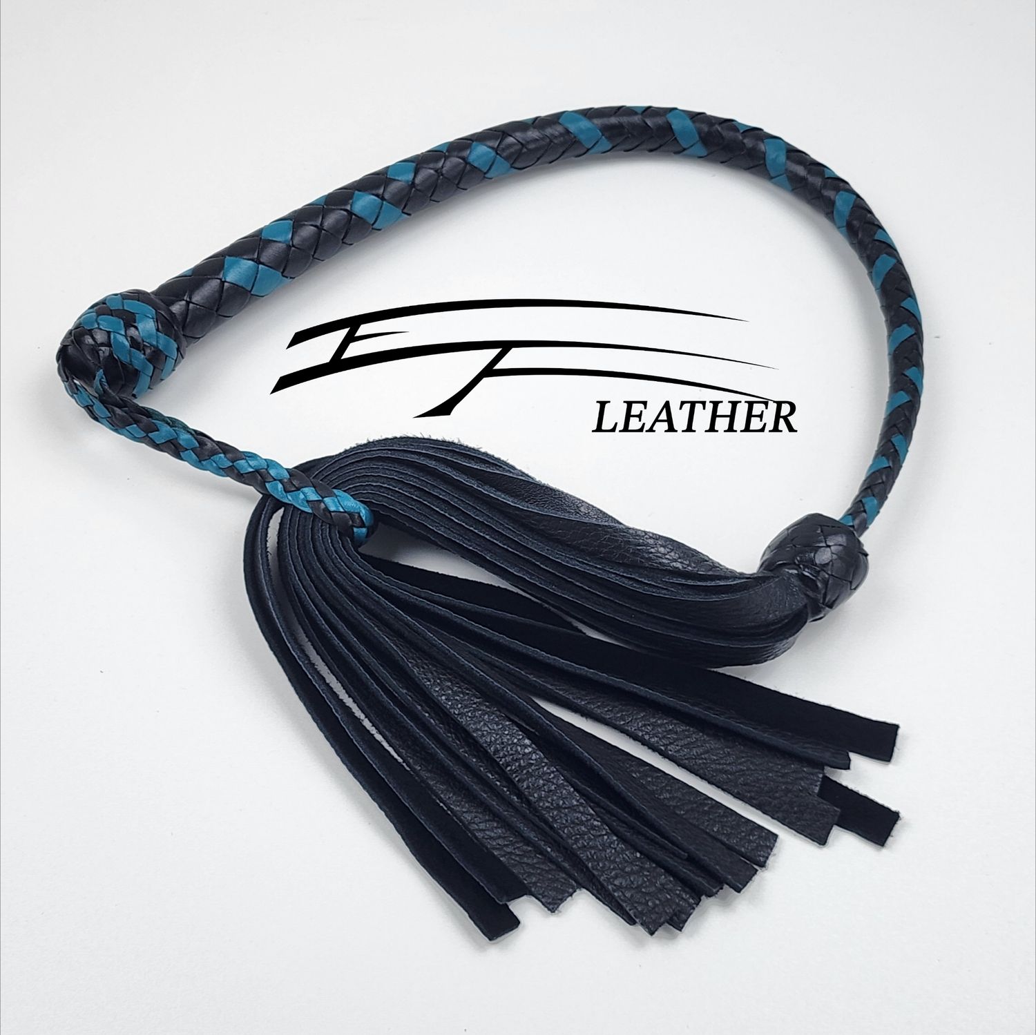  8-Plait Deer Galley Whip – Black &amp; Aqua