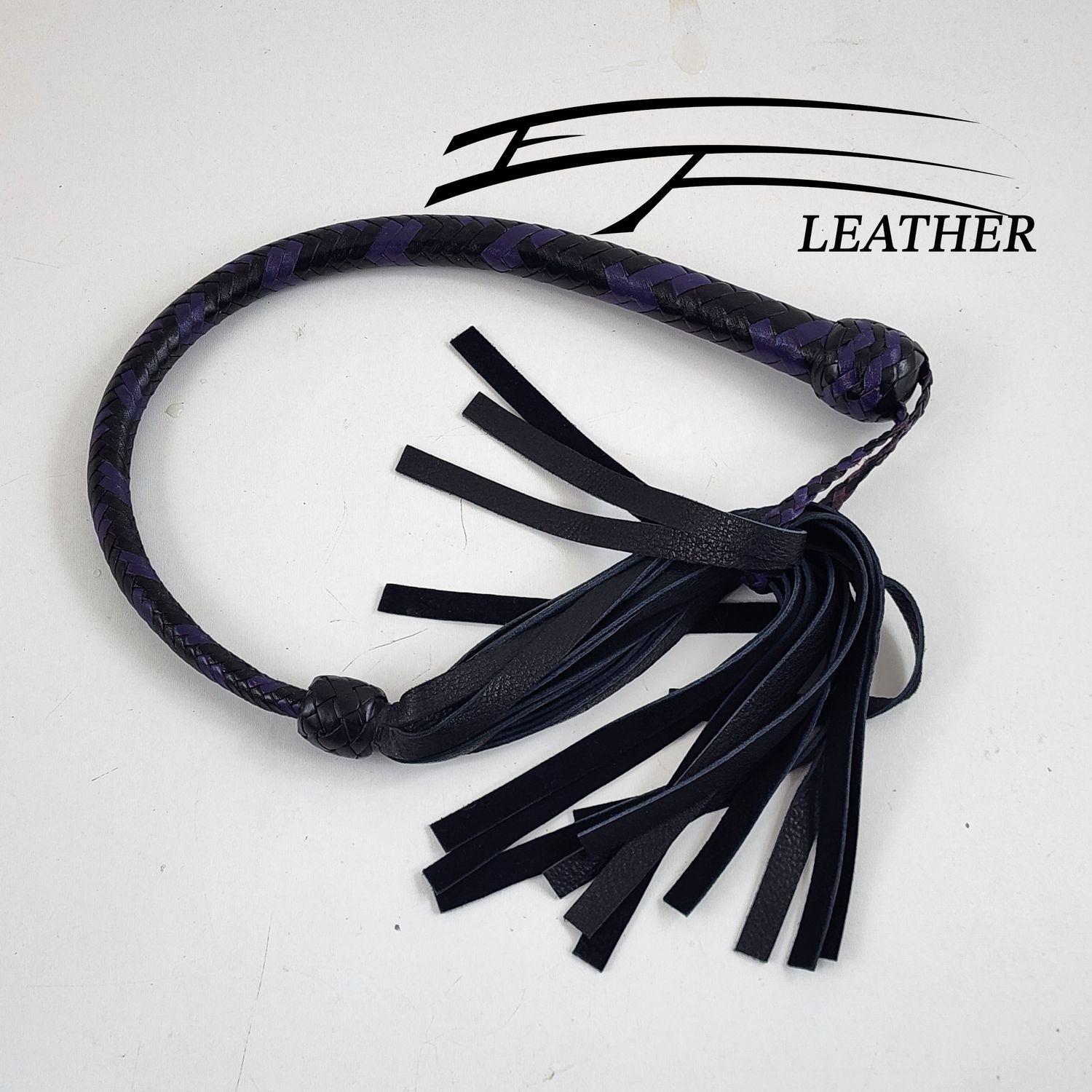 Deer Hide Galley Whip - 12 Plait - Black &amp; Purple