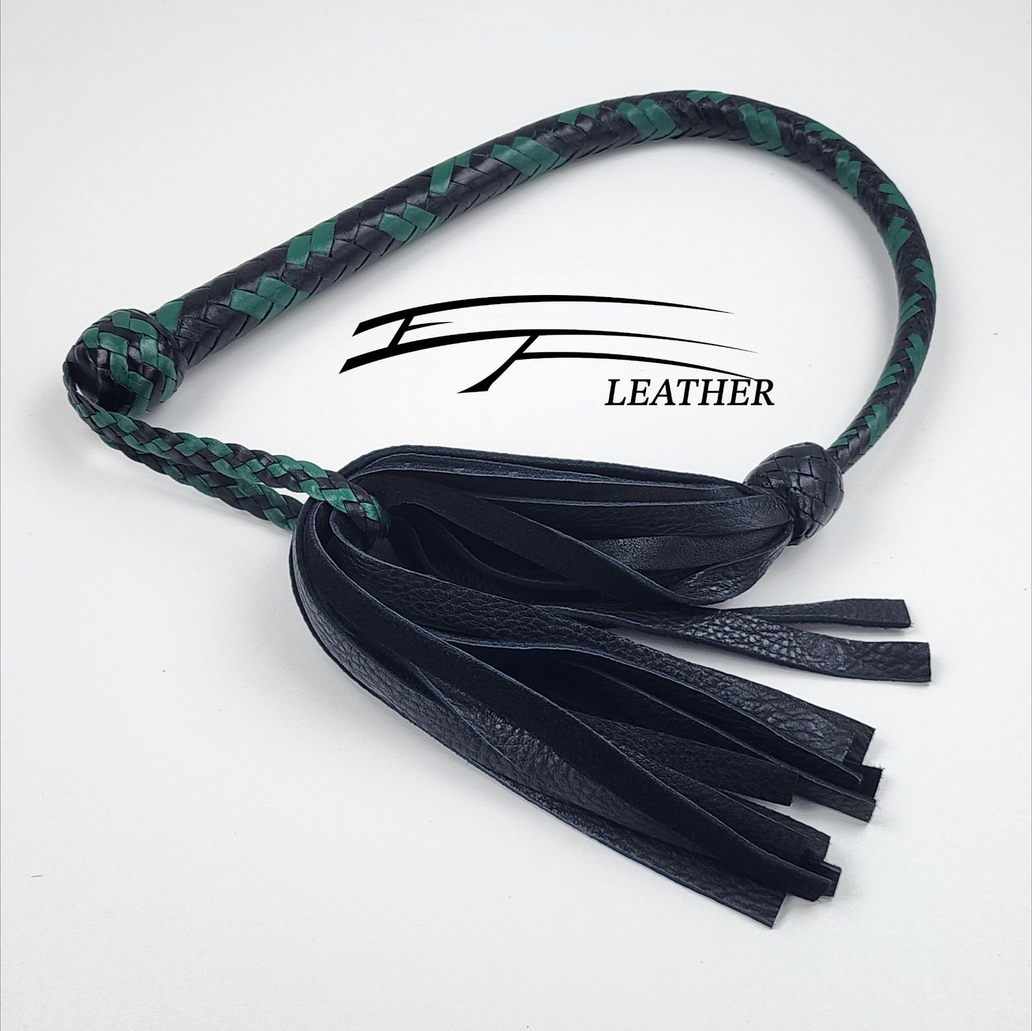 12-Plait Deer Galley Whip – Black &amp; Jade Green