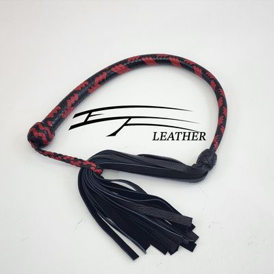 Deer Hide Galley Whip - 16 Plait - Black &amp; Red